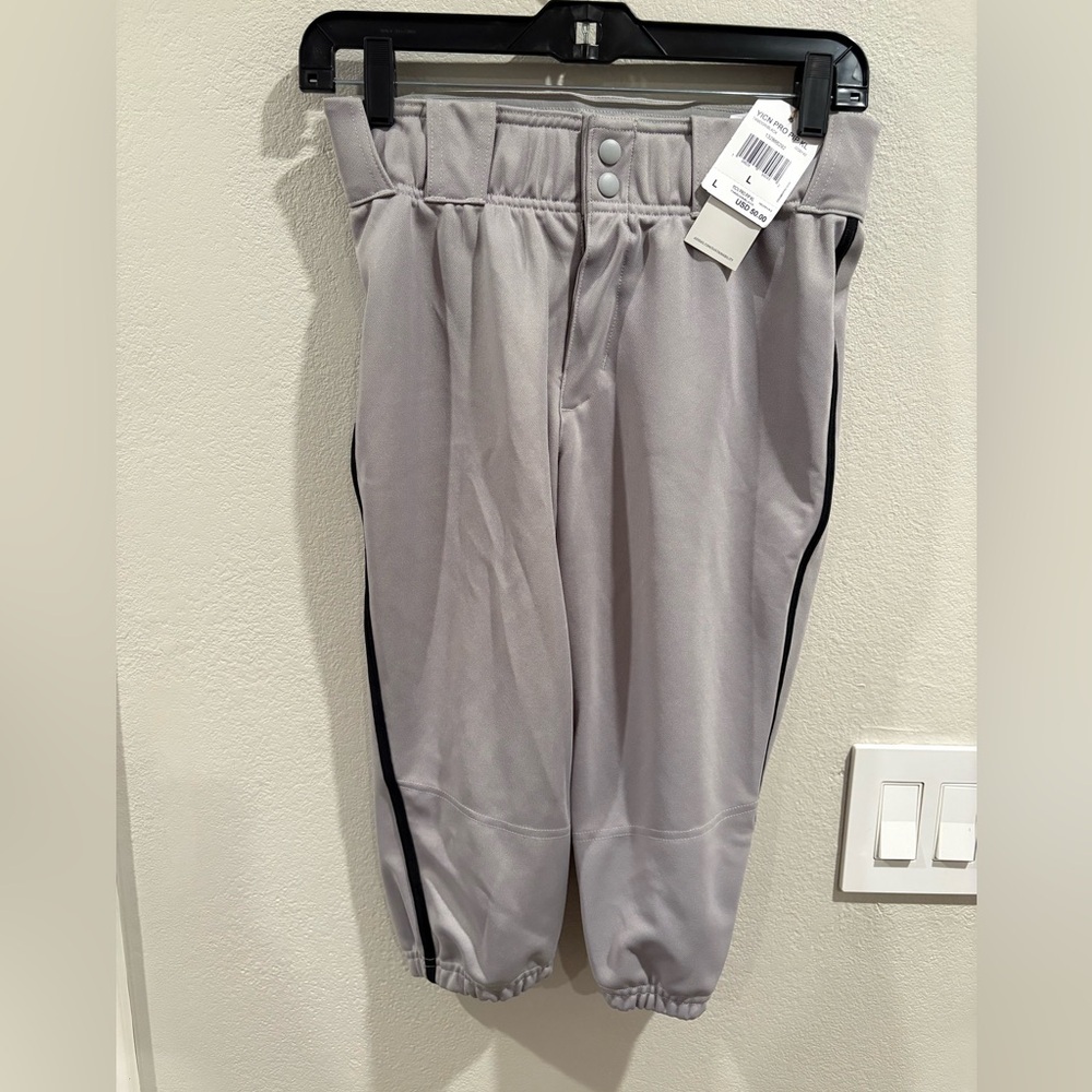 Adidas Youth Icon Pro Pipe Knee Length Baseball Pants Gray/Black GQ9142 Size L
